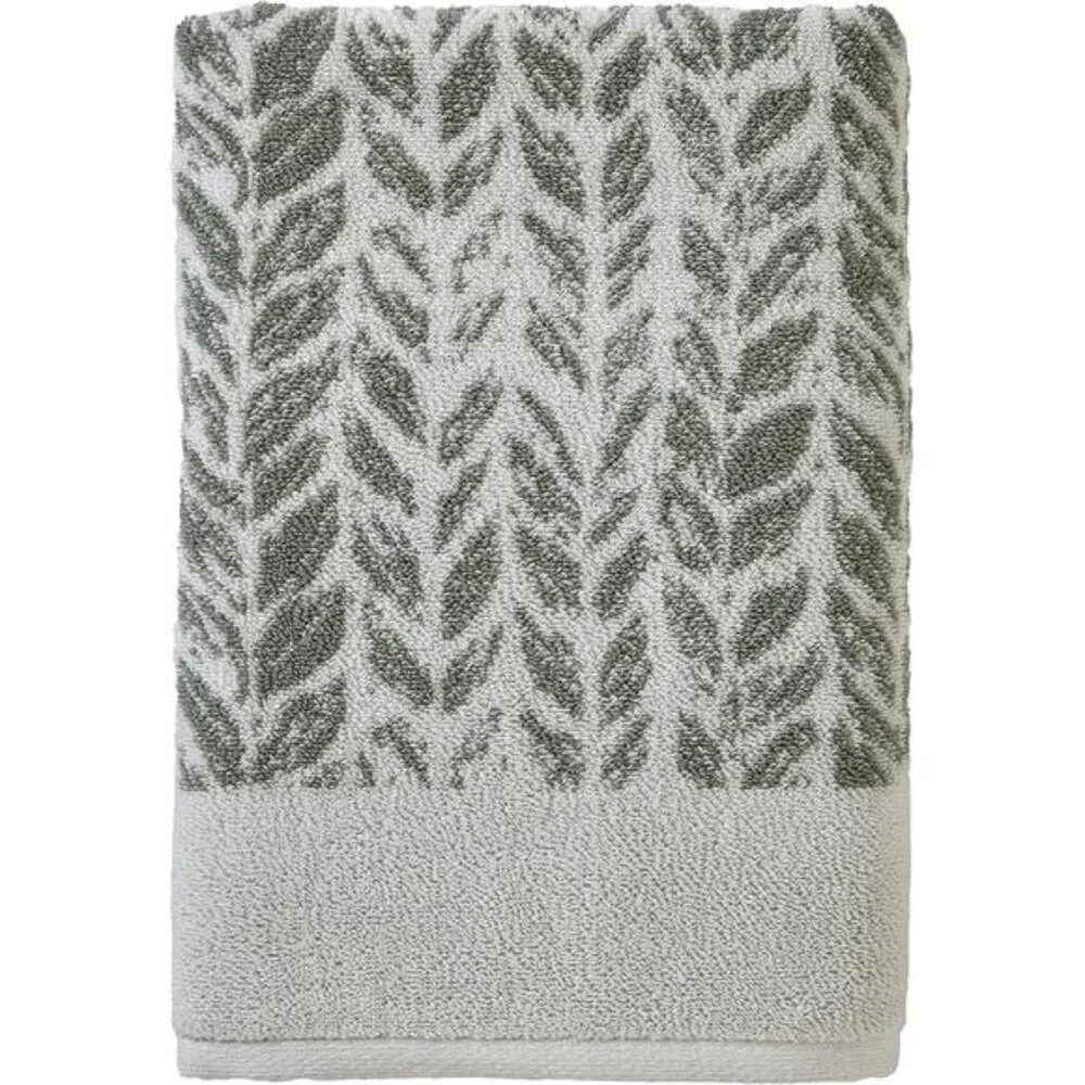 Turkish cotton bath towel sage 28x54 soft absorbent distressed leaf bathroom tow